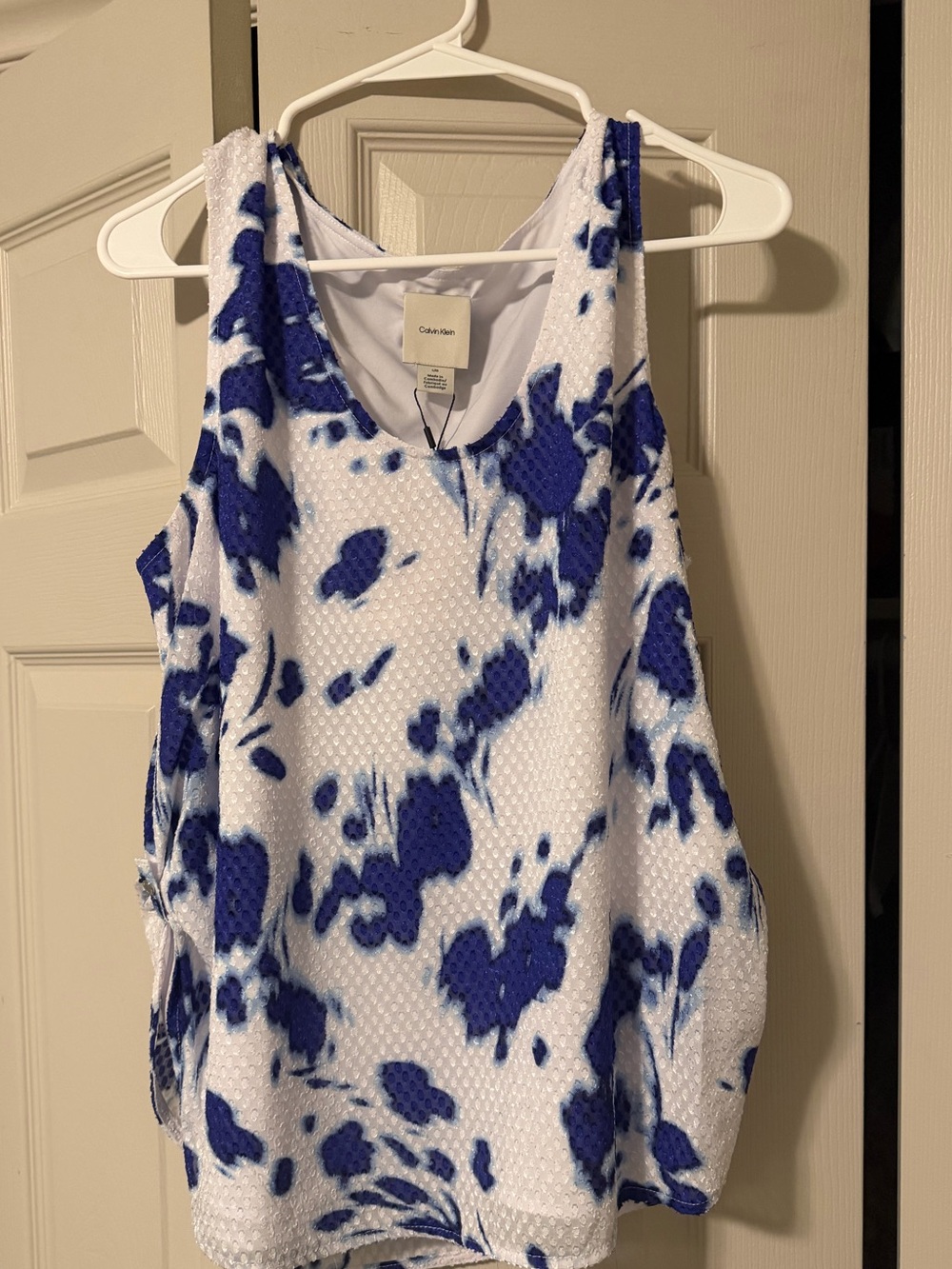 Calvin Klein Lavender Tank Top with Navy Floral Print